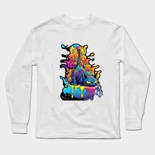 Colorful melting Cat design #2 Long Sleeve T-Shirt